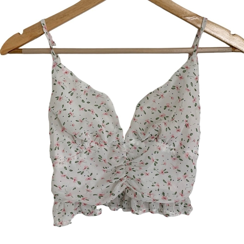 Princess Polly Ditsy Floral Crop Tank Top Size 4